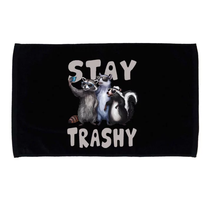 Stay Trashy Funny Raccoon Opossum Skunk Funny Microfiber Hand Towel