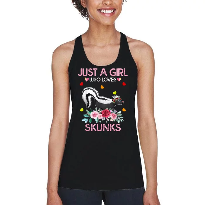 Skunk Tees For Women Grils Gift Just A Girl Who Loves Skunks Women's Racerback Tank