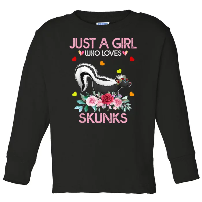 Skunk Tees For Women Grils Gift Just A Girl Who Loves Skunks Toddler Long Sleeve Shirt