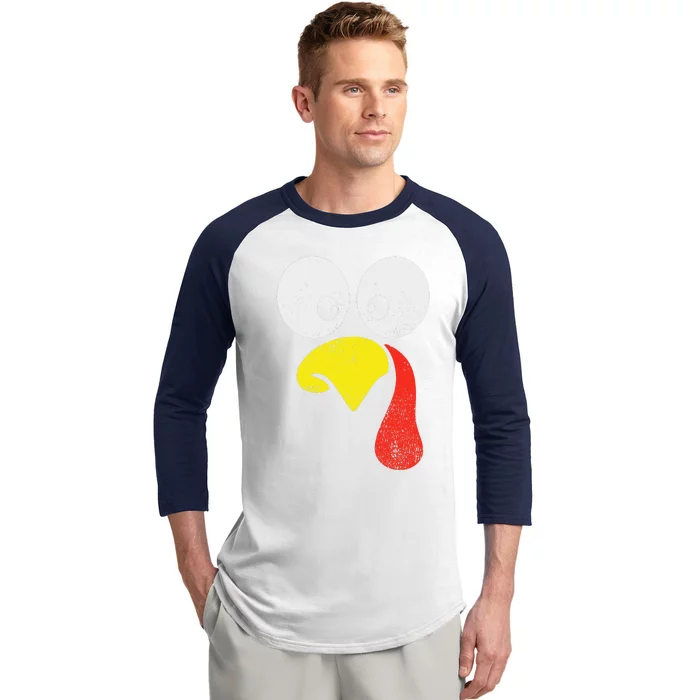 Silly Turkey Face Family Thanksgiving Dinner Baseball Sleeve Shirt