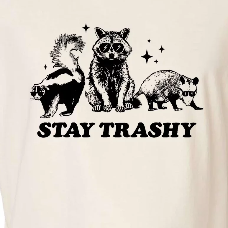 Stay Trashy Funny Raccoon Opossum Skunk Trash Panda Meme Garment-Dyed Women's Muscle Tee