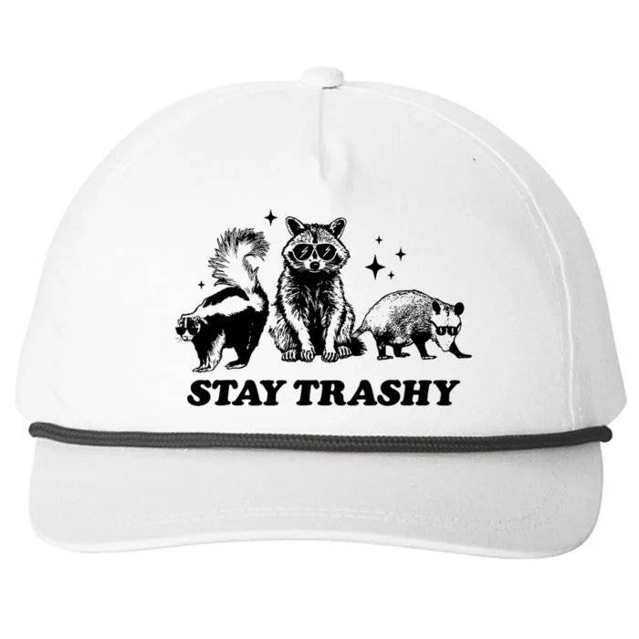 Stay Trashy Funny Raccoon Opossum Skunk Trash Panda Meme Snapback Five-Panel Rope Hat