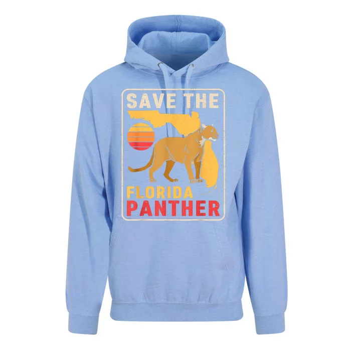 Save The Florida Panther Retro Wildlife Cougar Unisex Surf Hoodie