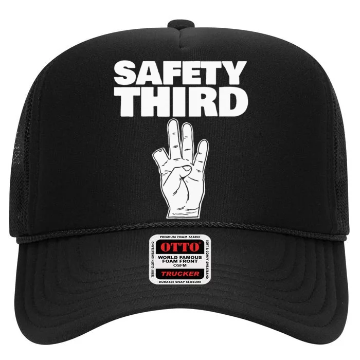 Safety Third Funny Missing Finger Safety Third High Crown Mesh Trucker Hat