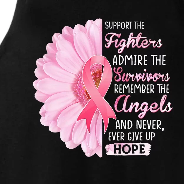 Support The Fighters Admire The Survivors Breast Cancer Ladies Tri-Blend Wicking Tank