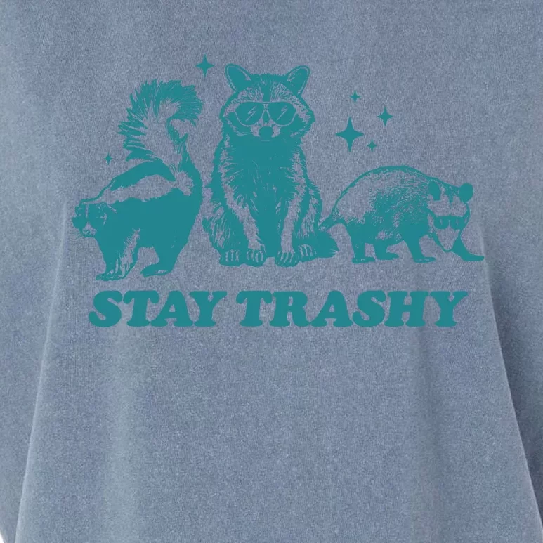 Stay Trashy Funny Raccoon Opossum Skunk Trash Panda Meme Garment-Dyed Women's Muscle Tee