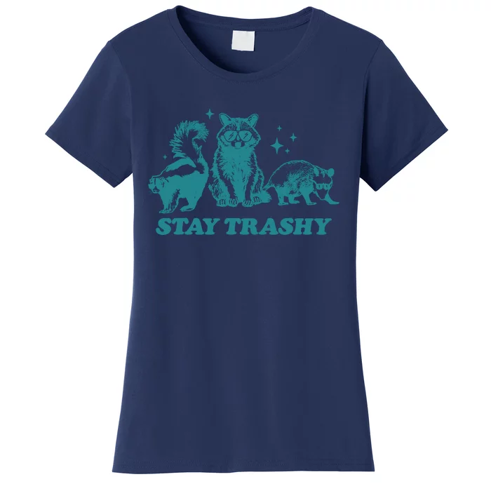 Stay Trashy Funny Raccoon Opossum Skunk Trash Panda Meme Women's T-Shirt