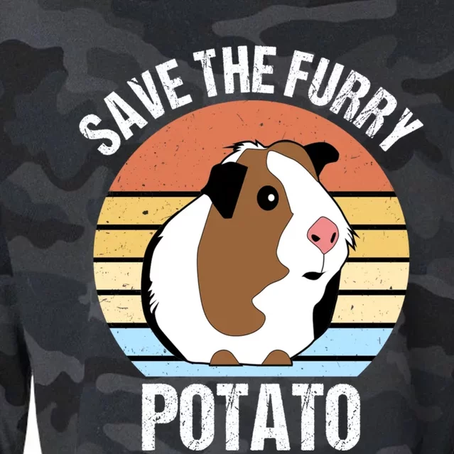 Save The Furry Potato Funny Guinea Pig Cropped Pullover Crew