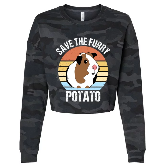 Save The Furry Potato Funny Guinea Pig Cropped Pullover Crew