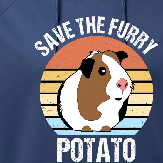 Save The Furry Potato Funny Guinea Pig Performance Fleece Hoodie