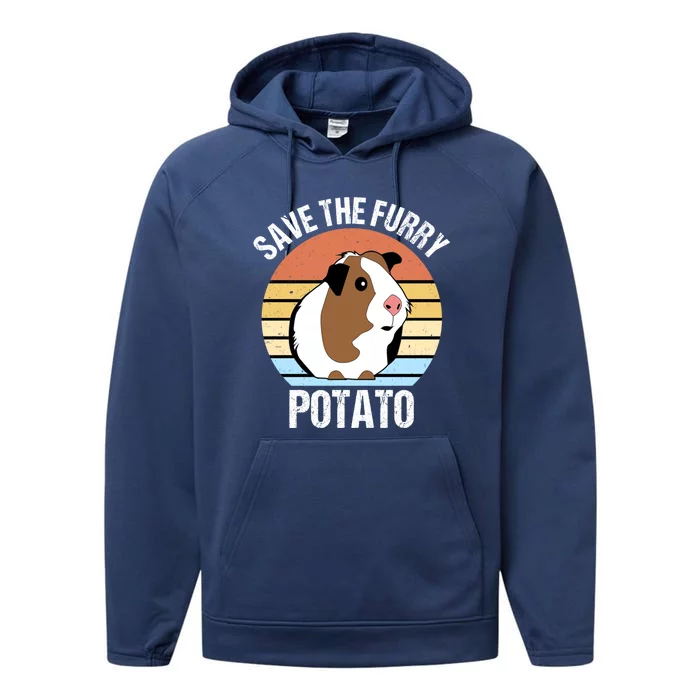 Save The Furry Potato Funny Guinea Pig Performance Fleece Hoodie