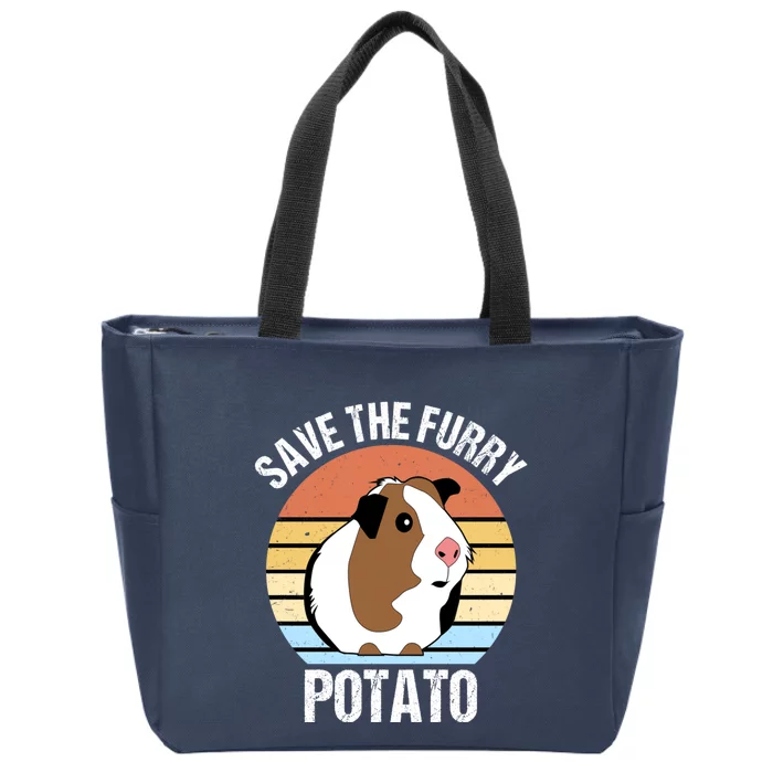 Save The Furry Potato Funny Guinea Pig Zip Tote Bag