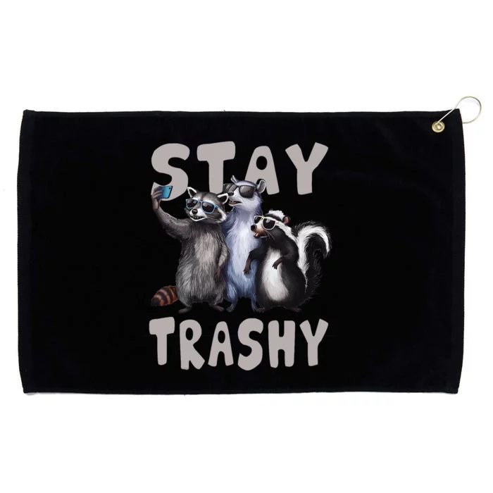 Stay Trashy Funny Raccoon Opossum Skunk Grommeted Golf Towel