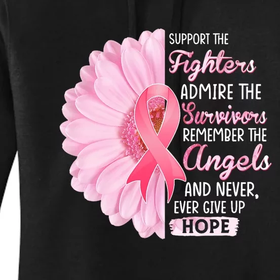 Support The Fighters Admire The Survivors Breast Cancer Women's Pullover Hoodie