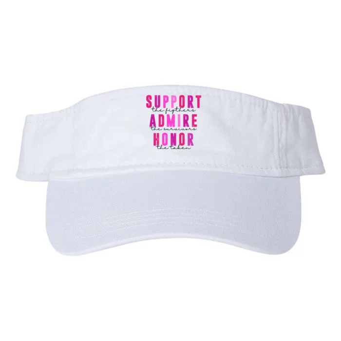 Support The Fighter Admire The Survivor Honor The Taken Cancer Awareness Valucap Bio-Washed Visor