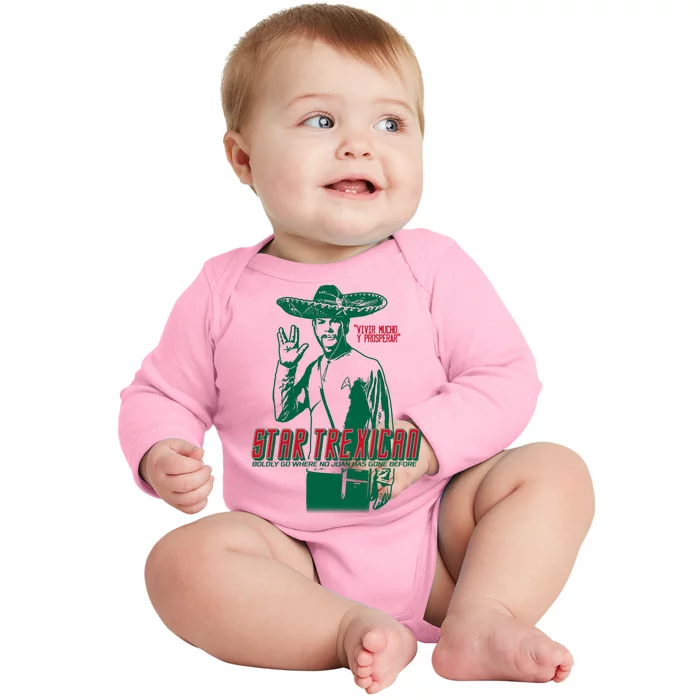 Star Trexican Funny Mexican Parody Prosperar Baby Long Sleeve Bodysuit