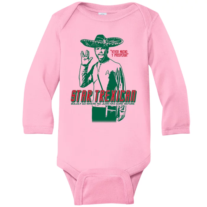 Star Trexican Funny Mexican Parody Prosperar Baby Long Sleeve Bodysuit