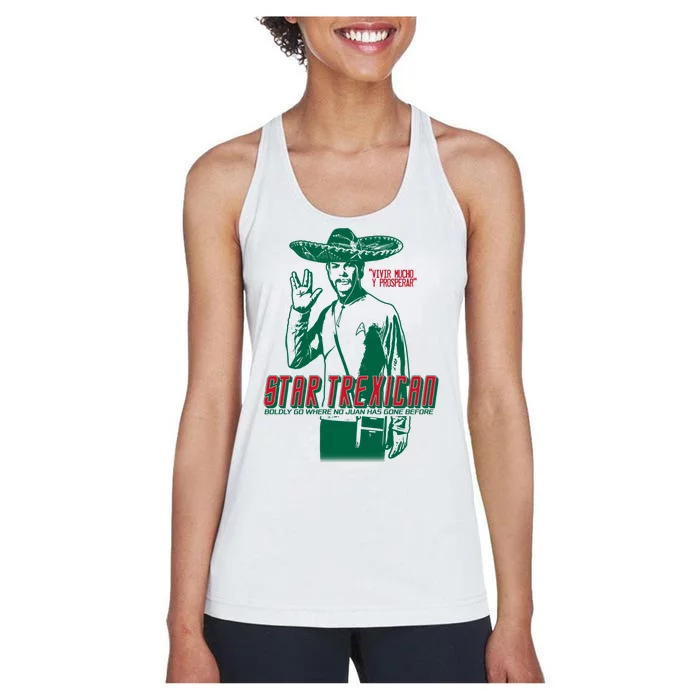 Star Trexican Funny Mexican Parody Prosperar Women's Racerback Tank