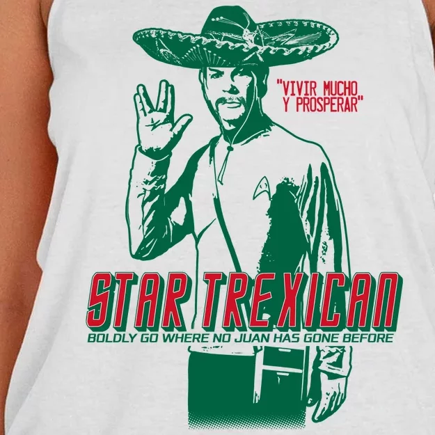 Star Trexican Funny Mexican Parody Prosperar Women's Knotted Racerback Tank