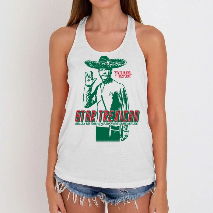 Star Trexican Funny Mexican Parody Prosperar Women's Knotted Racerback Tank