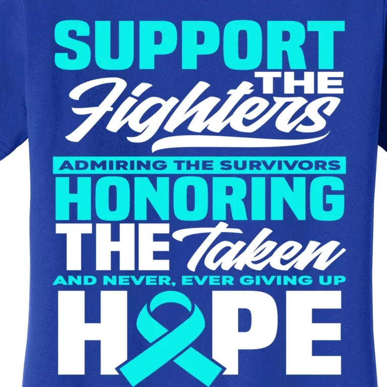 Support The Fighters Teal Ribbon Ptsd Awareness Gift Women's T-Shirt