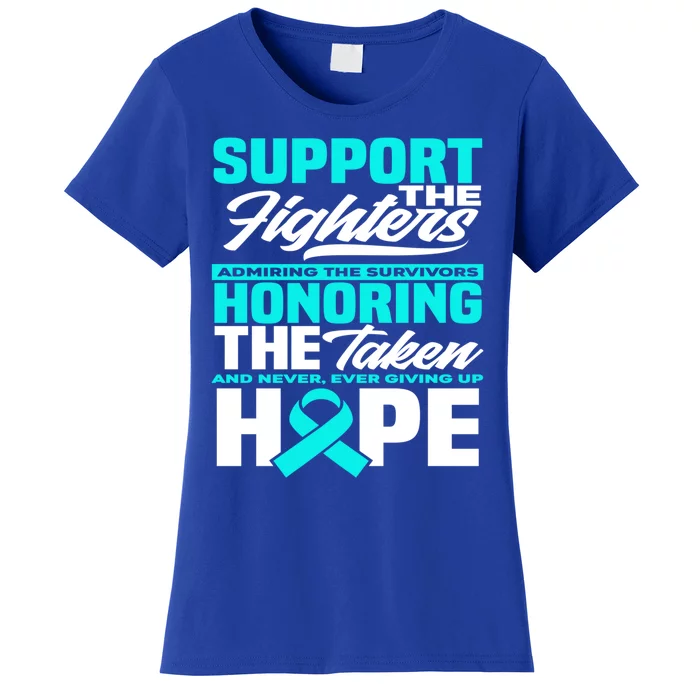 Support The Fighters Teal Ribbon Ptsd Awareness Gift Women's T-Shirt