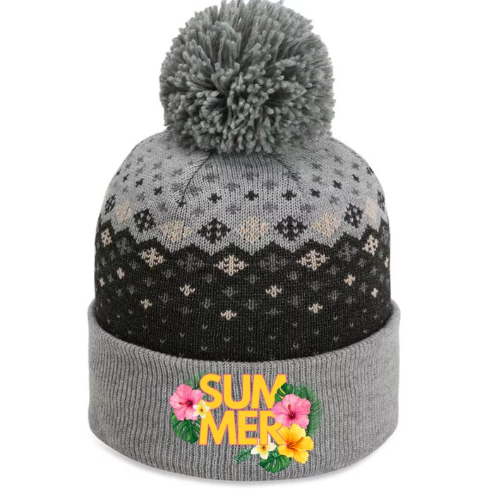 Summer Tropical Floral The Baniff Cuffed Pom Beanie