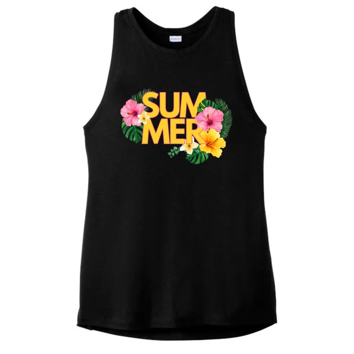 Summer Tropical Floral Ladies Tri-Blend Wicking Tank