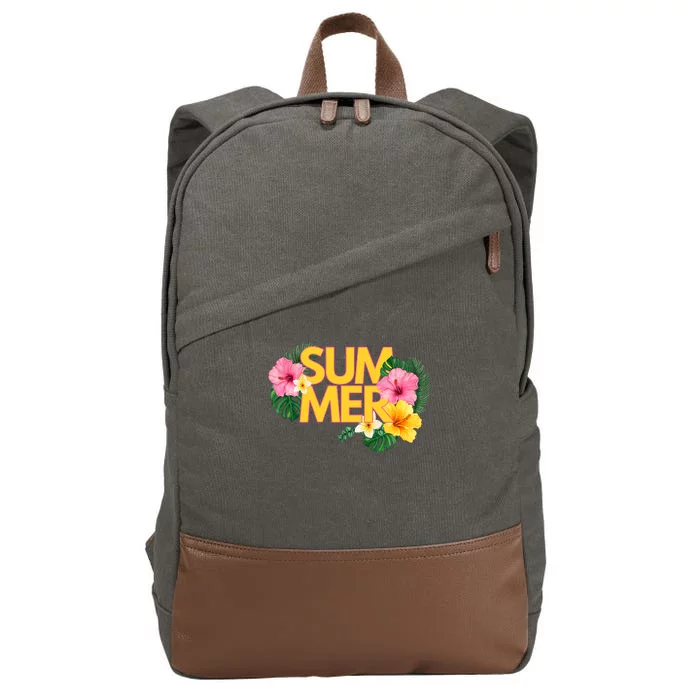 Summer Tropical Floral Cotton Canvas Backpack