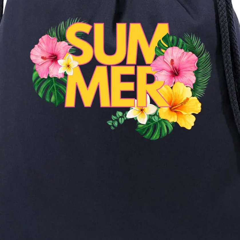 Summer Tropical Floral Drawstring Bag