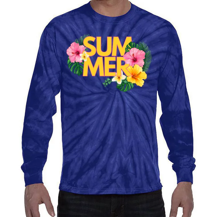 Summer Tropical Floral Tie-Dye Long Sleeve Shirt