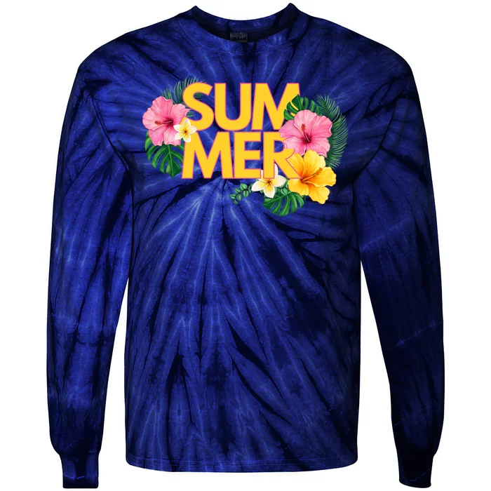 Summer Tropical Floral Tie-Dye Long Sleeve Shirt