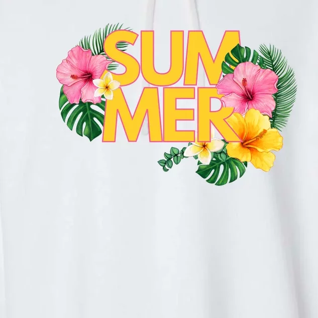 Summer Tropical Floral Garment-Dyed Fleece Hoodie