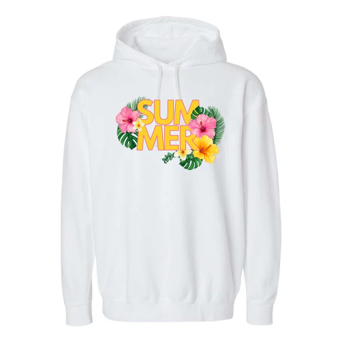 Summer Tropical Floral Garment-Dyed Fleece Hoodie