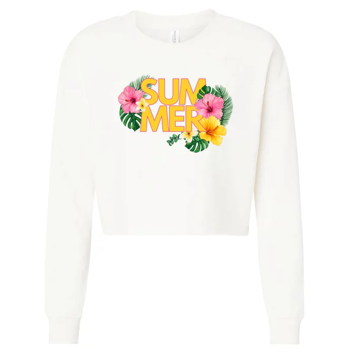 Summer Tropical Floral Cropped Pullover Crew