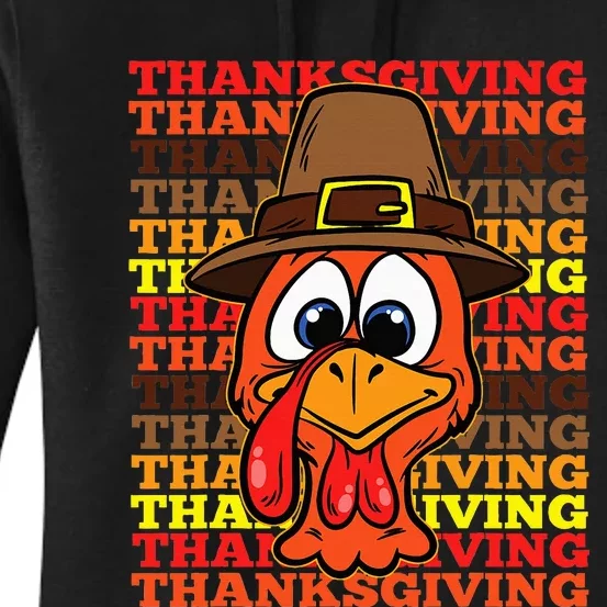 Silly Turkey Face Thanksgiving Day Funny Bird Fall Autumn Women's Pullover Hoodie