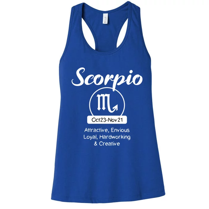 Scorpio Traits Funny Zodiac Design Gift For Scorpio Gift Women's Racerback Tank