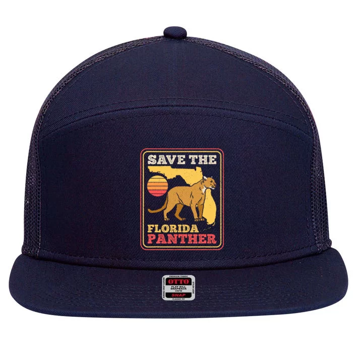 Save The Florida Panther 7 Panel Mesh Trucker Snapback Hat