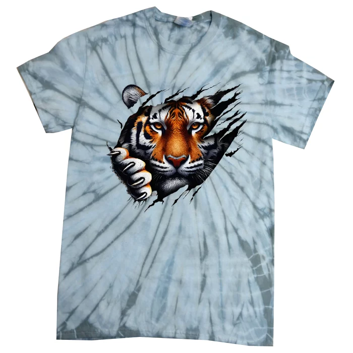 Spirit Tiger Face Design Football Tiger Fan Tie-Dye T-Shirt