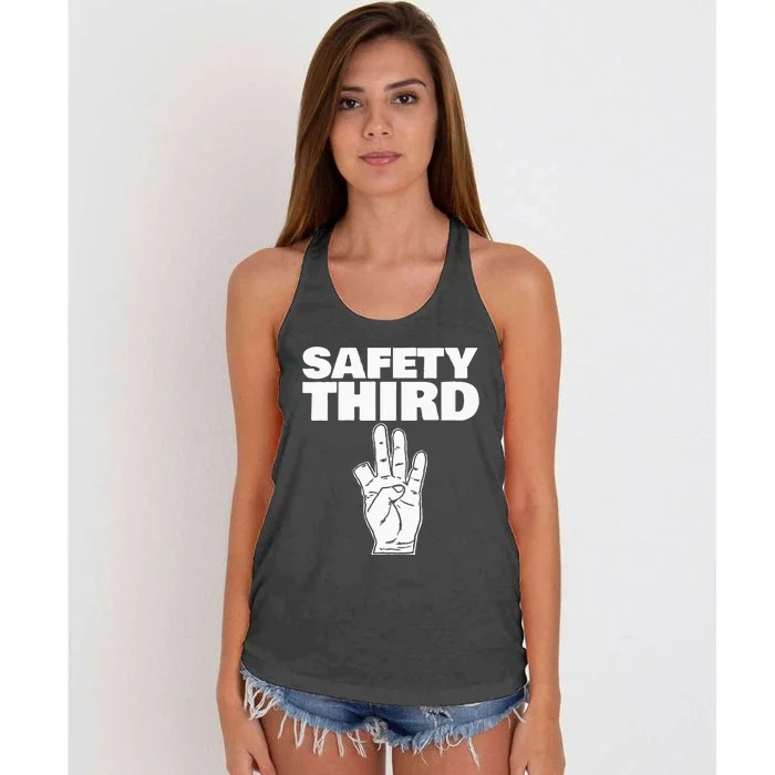 Safety Third Funny Missing Finger Safety Third Women's Knotted Racerback Tank