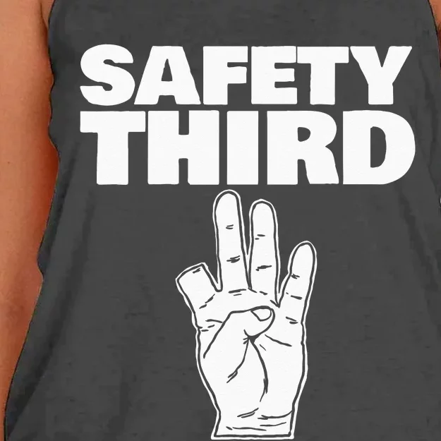 Safety Third Funny Missing Finger Safety Third Women's Knotted Racerback Tank