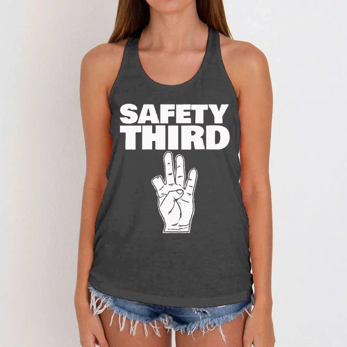 Safety Third Funny Missing Finger Safety Third Women's Knotted Racerback Tank