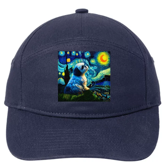 Shih Tzu Funny Dog Van Gogh Starry Night Cutes Funny Clothes Goods Gi 7-Panel Snapback Hat