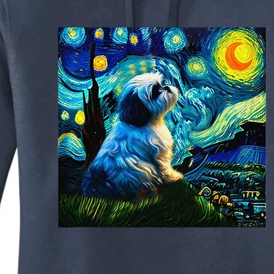 Shih Tzu Funny Dog Van Gogh Starry Night Cutes Funny Clothes Goods Gi Women's Pullover Hoodie