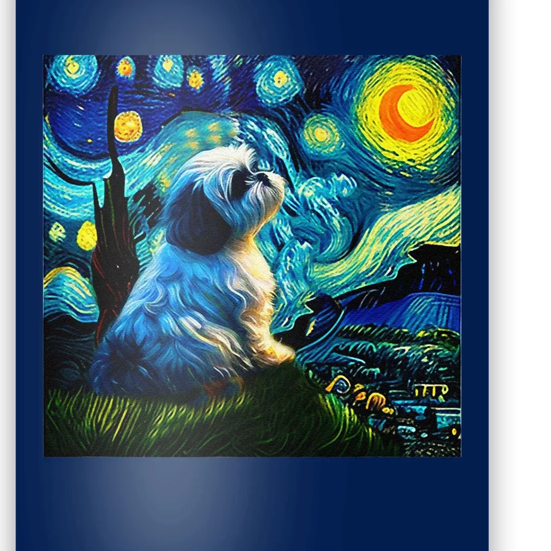 Shih Tzu Funny Dog Van Gogh Starry Night Cutes Funny Clothes Goods Gi Poster