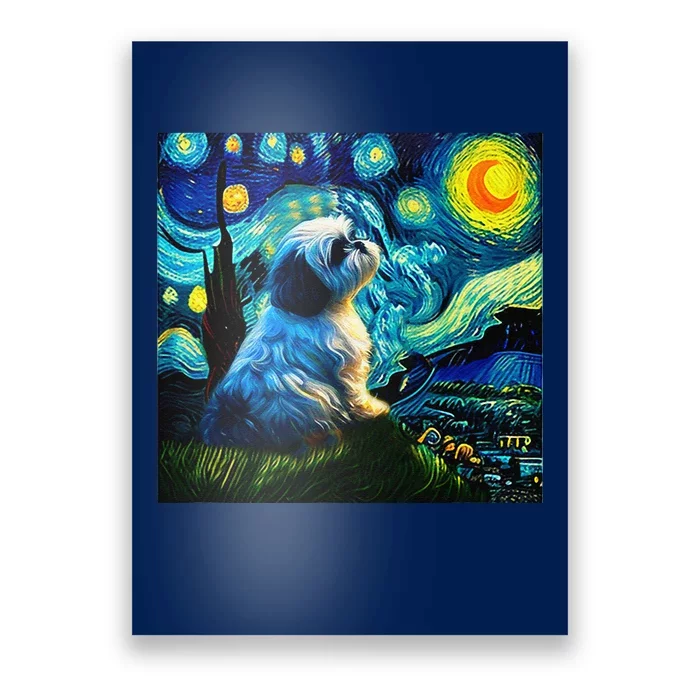 Shih Tzu Funny Dog Van Gogh Starry Night Cutes Funny Clothes Goods Gi Poster