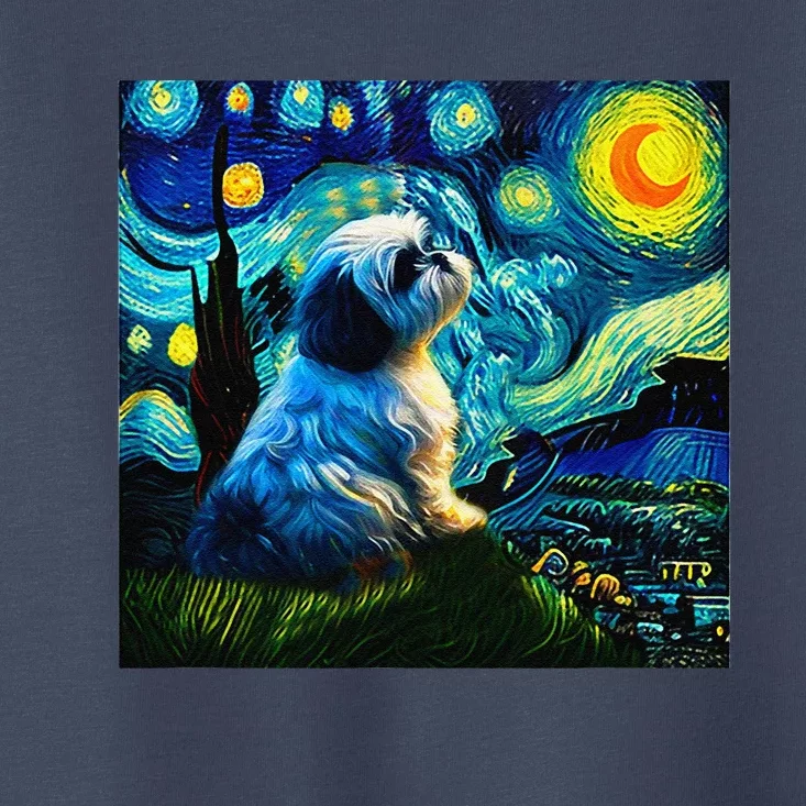 Shih Tzu Funny Dog Van Gogh Starry Night Cutes Funny Clothes Goods Gi Toddler T-Shirt