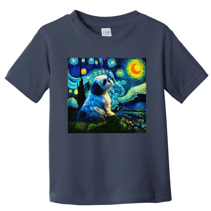 Shih Tzu Funny Dog Van Gogh Starry Night Cutes Funny Clothes Goods Gi Toddler T-Shirt