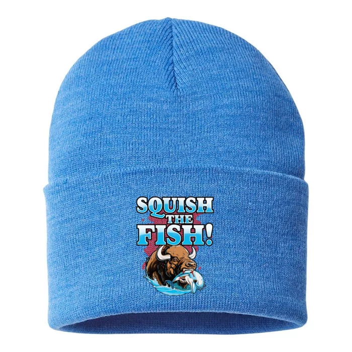 SQUISH THE FISH bison eating dolphin food chain fantasy Sustainable Knit Beanie