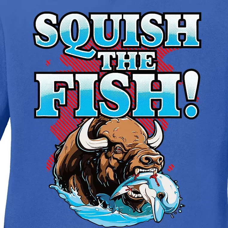 SQUISH THE FISH bison eating dolphin food chain fantasy Ladies Long Sleeve Shirt